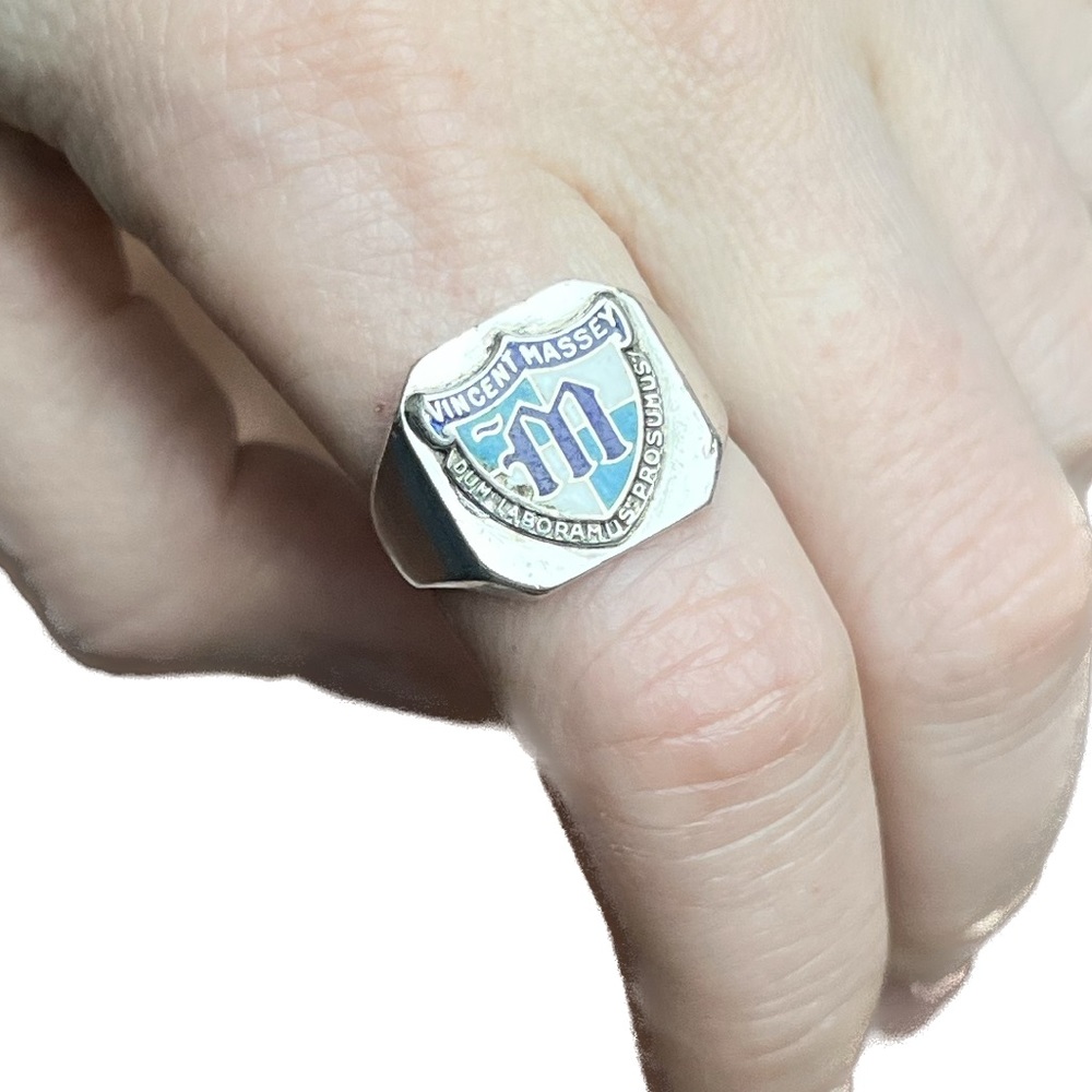 Birks Sterling Silver “Vincent Massey” Class Ring. Circa late 1960’s. Unisex.